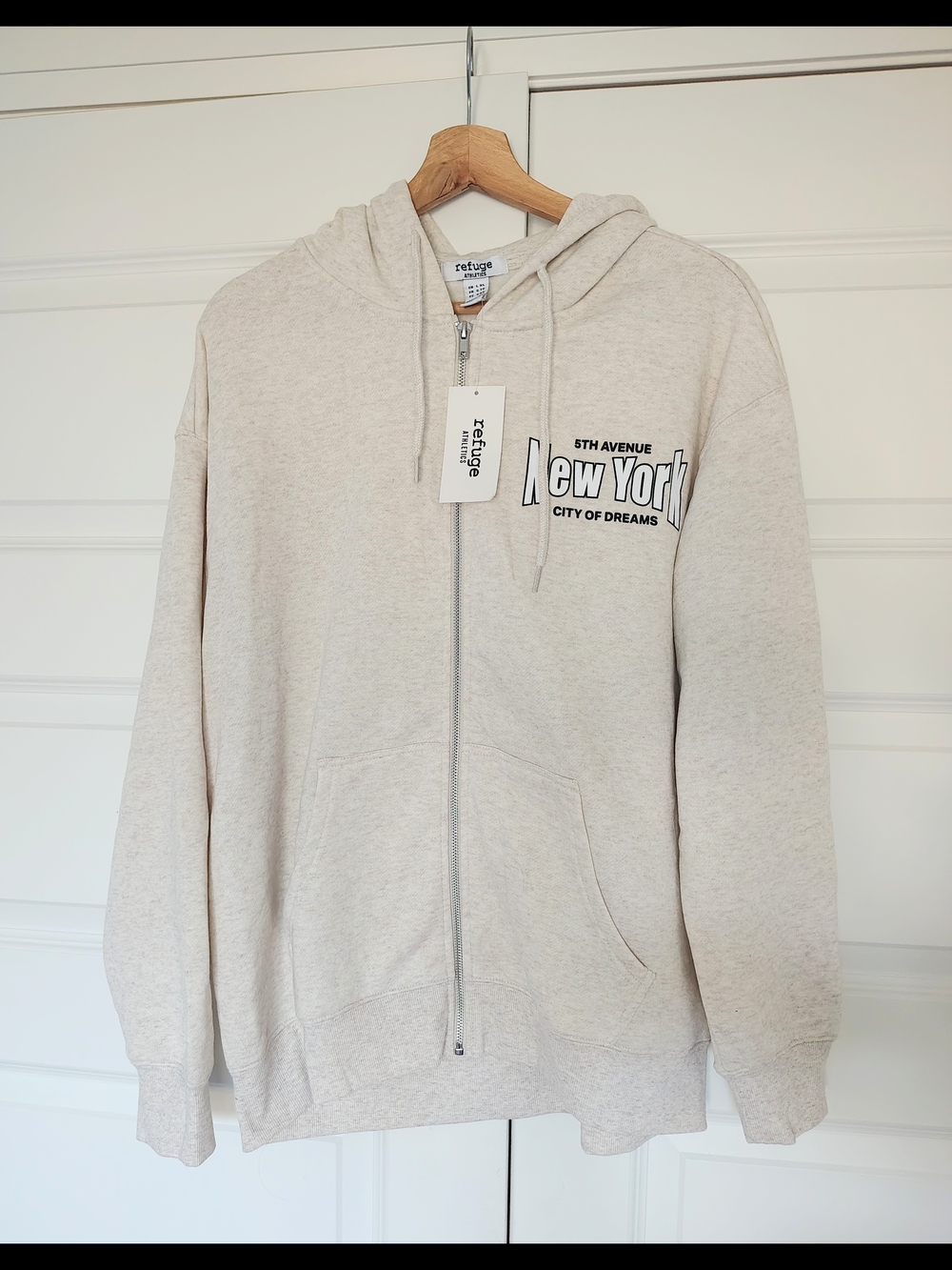 refuge New York Zip-Up Hoodie - Light Beige